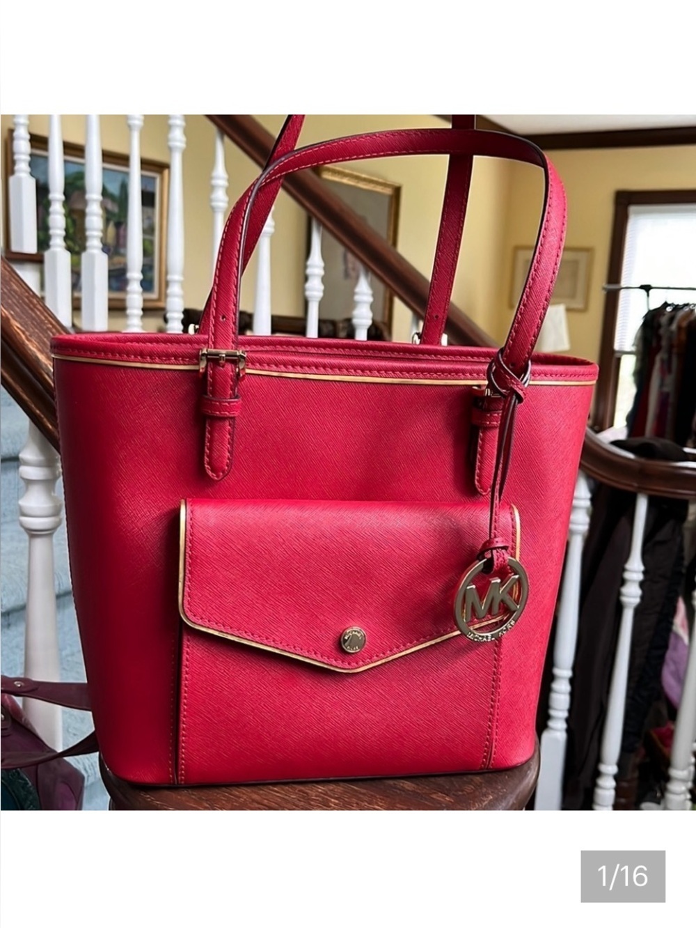 Michael Kors  shoulder Bag Red Saffiano leather/ gold tone hardware & Trim NWOT